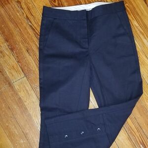 Tory Burch Flat Front Pants Crop Capri Snap Leg Openings 30X26 Blue Stretch